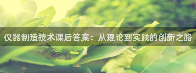 天宏娱乐管a事443593：仪器制造技术课后答案：从理论到实